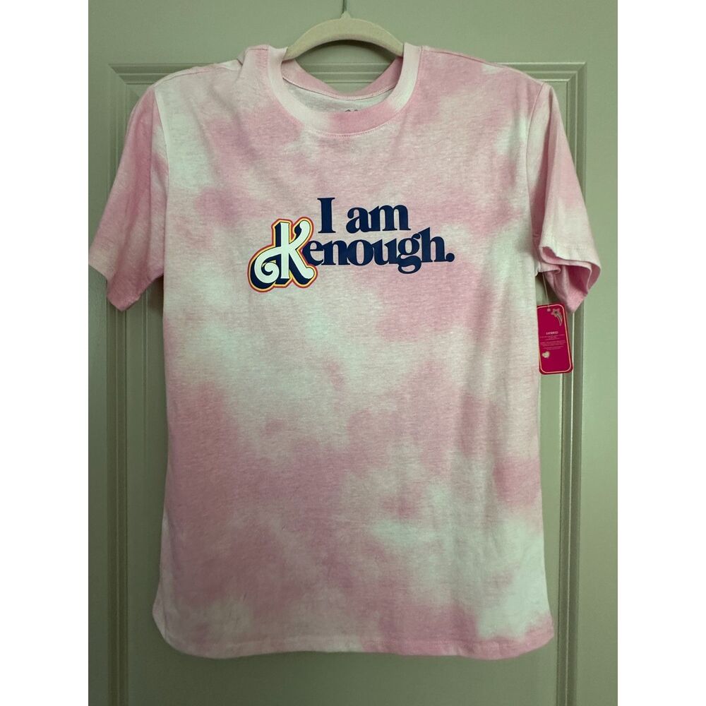 The Barbie Movie Merch I am Kenough Pink Tie Die Tee Juniors Sz Medium (7-9) NWT
